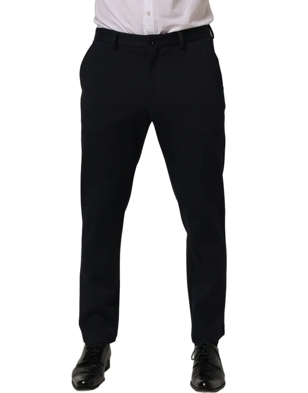 Dolce &amp; Gabbana Black Cotton Tapered Leg Dress Trouser Pants