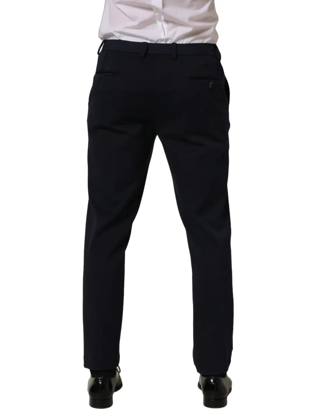 Dolce &amp; Gabbana Black Cotton Tapered Leg Dress Trouser Pants