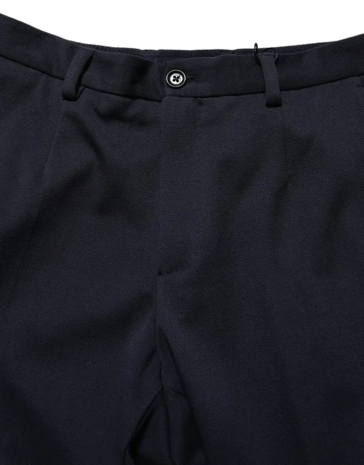Dolce &amp; Gabbana Black Cotton Tapered Leg Dress Trouser Pants