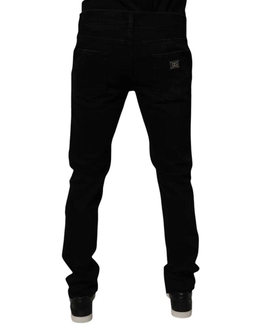 Dolce &amp; Gabbana Black Cotton Tattered Skinny Men Denim Jeans