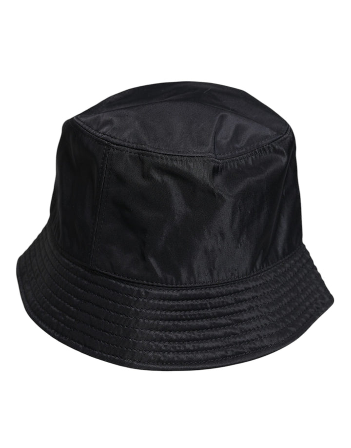 Dolce &amp; Gabbana Black Cotton Wide Brim Bucket Hat
