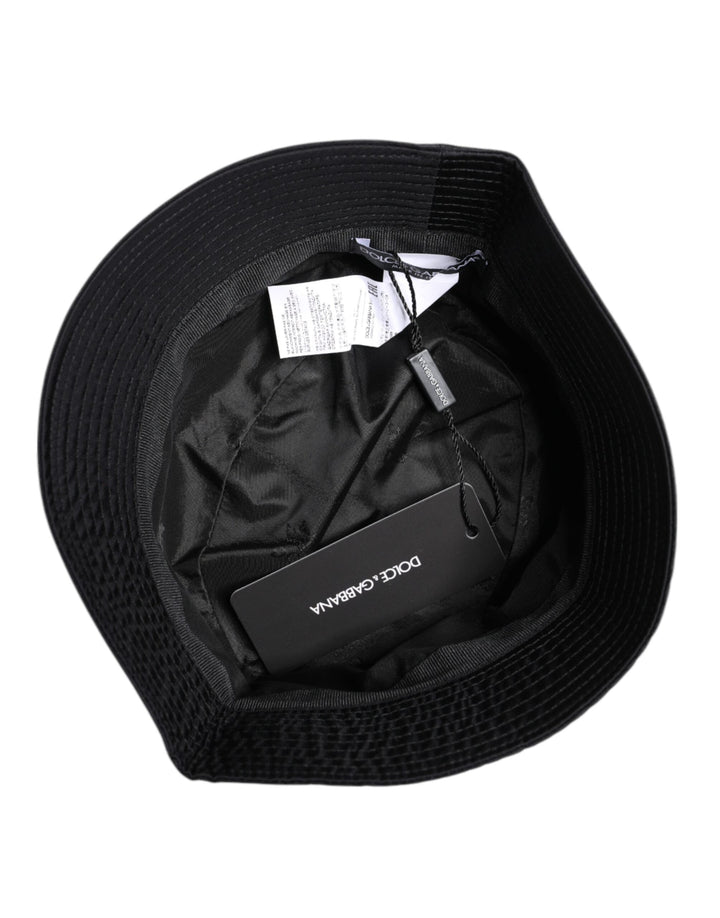 Dolce &amp; Gabbana Black Cotton Wide Brim Bucket Hat