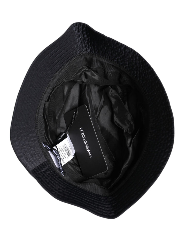 Dolce &amp; Gabbana Black Cotton Wide Brim Bucket Hat