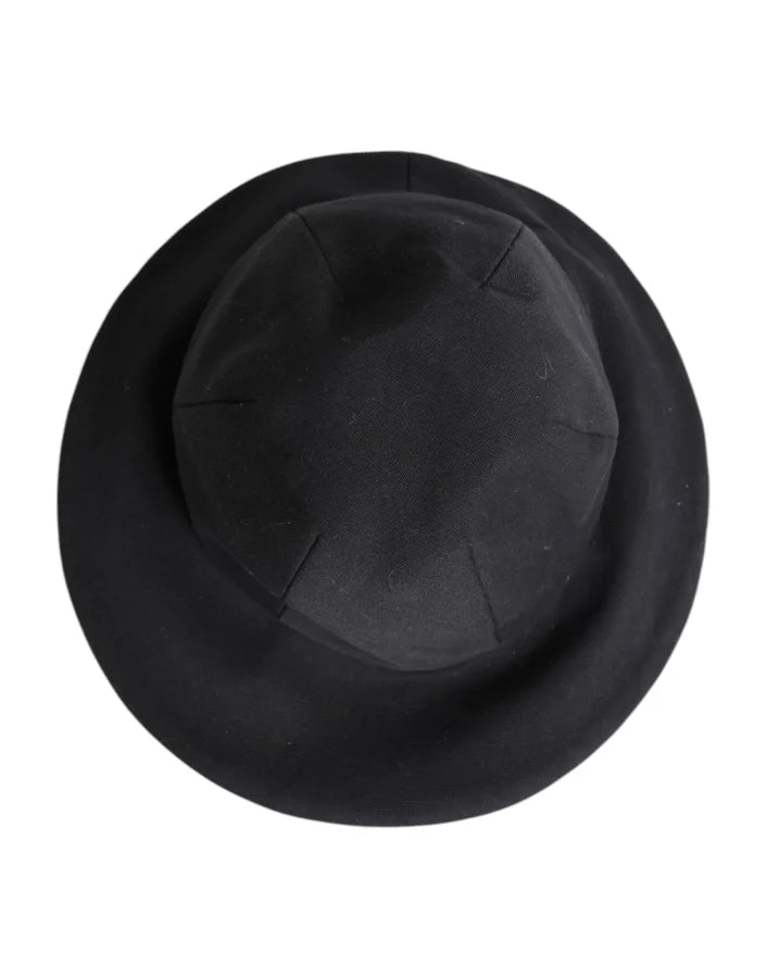 Dolce &amp; Gabbana Black Cotton Wide Brim Bucket Hat