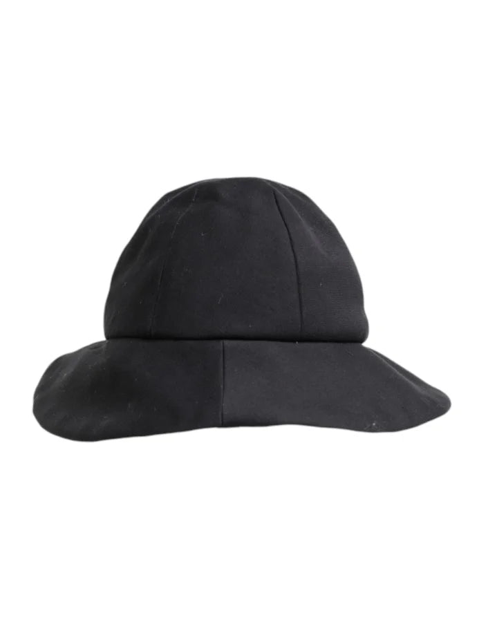 Dolce &amp; Gabbana Black Cotton Wide Brim Bucket Hat