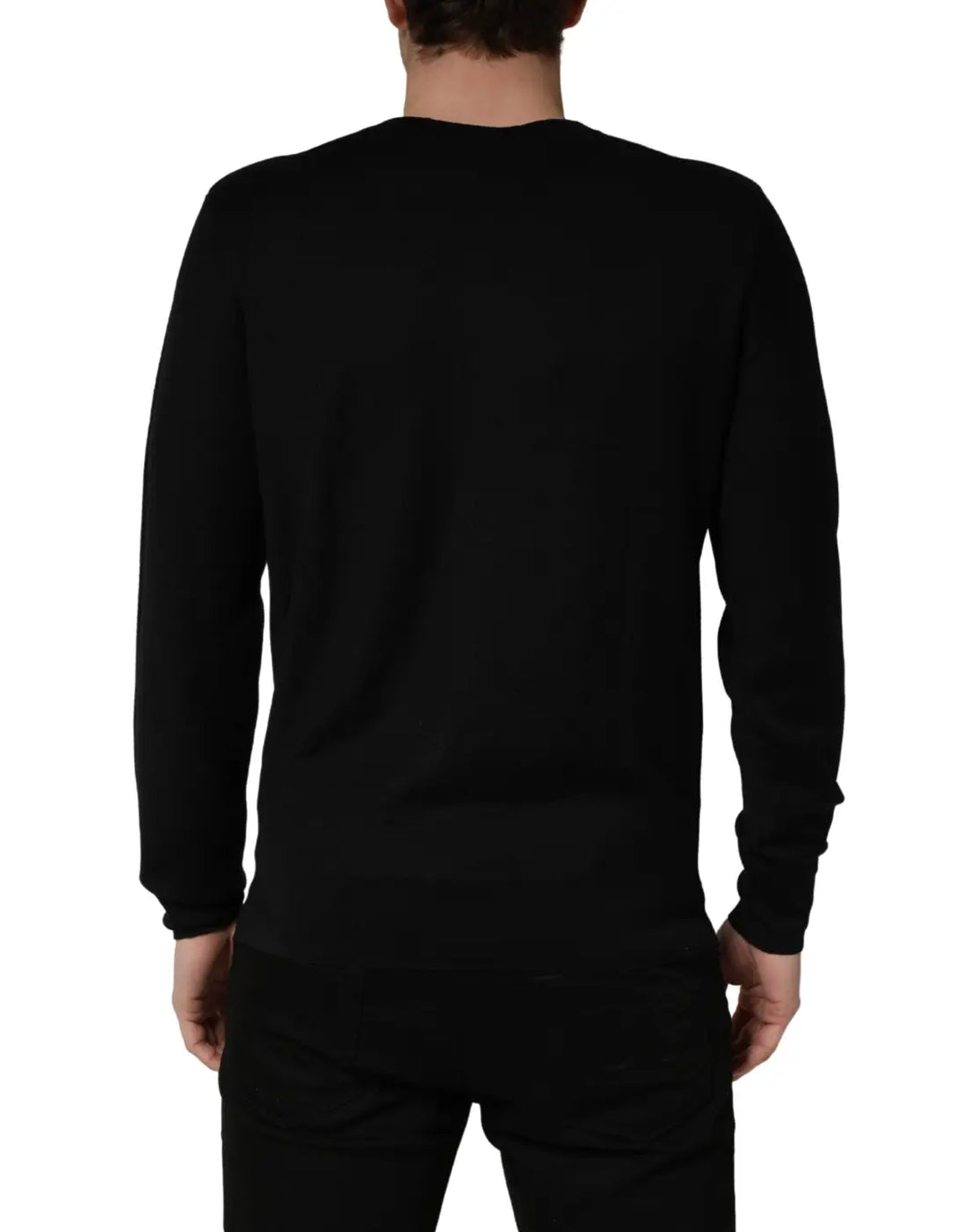 Dolce &amp; Gabbana Black Crew Neck Long Sleeve Pullover Sweater