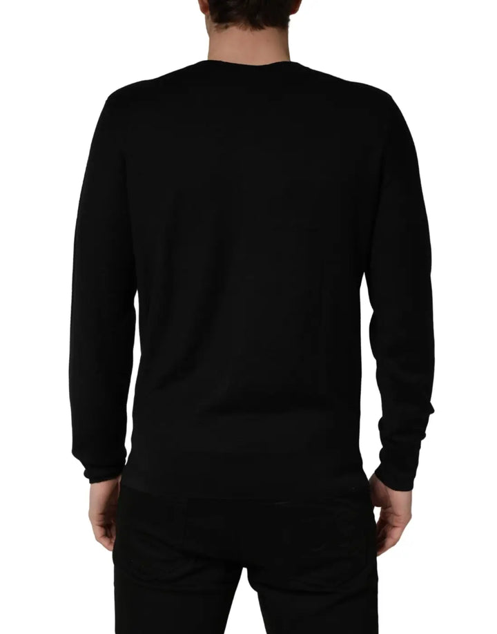 Dolce &amp; Gabbana Black Crew Neck Long Sleeve Pullover Sweater