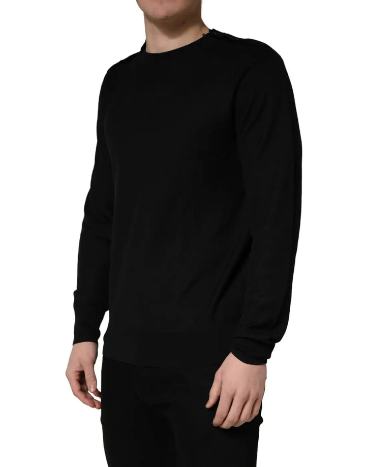 Dolce &amp; Gabbana Black Crew Neck Long Sleeve Pullover Sweater
