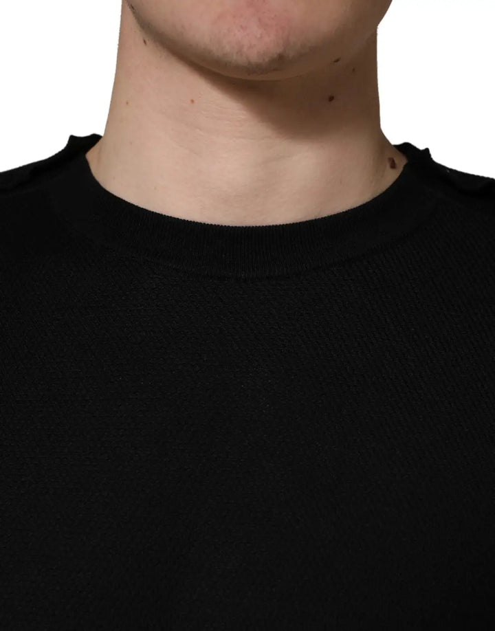 Dolce &amp; Gabbana Black Crew Neck Long Sleeve Pullover Sweater
