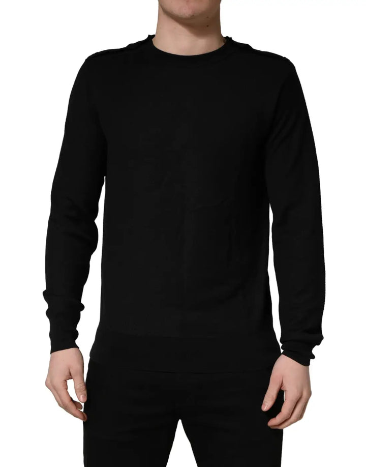 Dolce &amp; Gabbana Black Crew Neck Long Sleeve Pullover Sweater