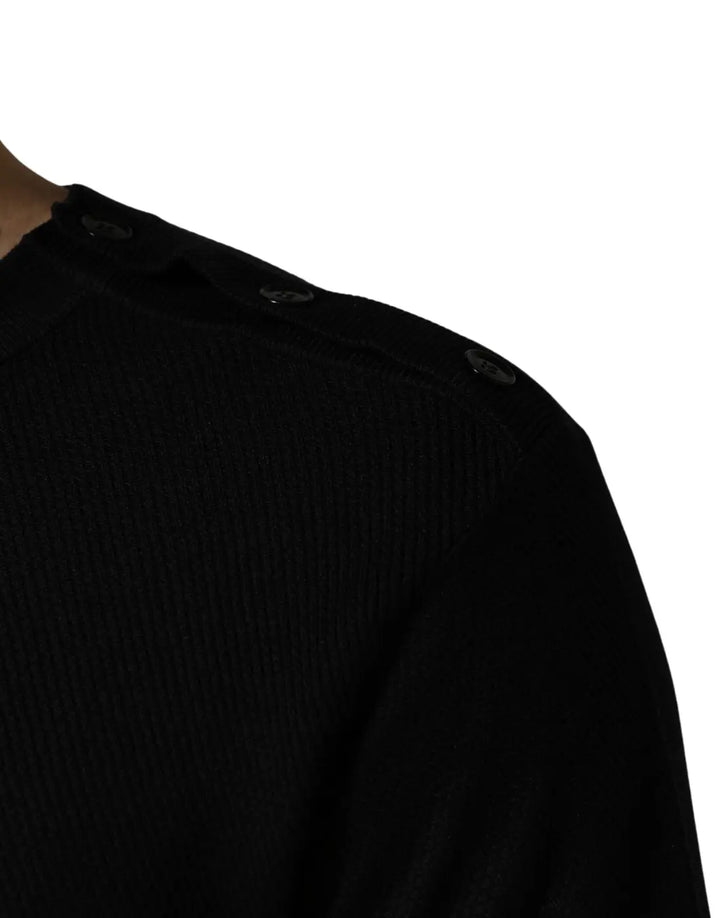 Dolce &amp; Gabbana Black Crew Neck Long Sleeve Pullover Sweater