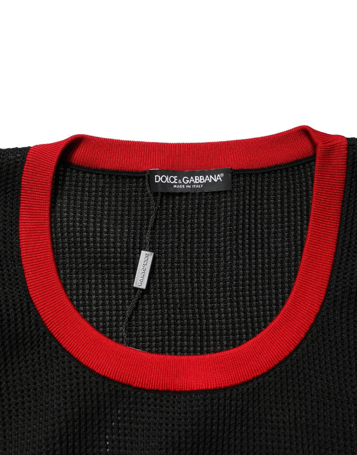 Dolce &amp; Gabbana Black Crew Neck Sleeveless Men Knit Vest T-shirt