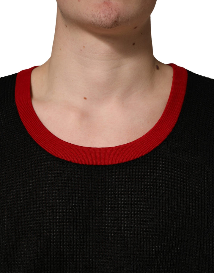 Dolce &amp; Gabbana Black Crew Neck Sleeveless Men Knit Vest T-shirt