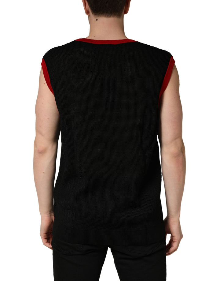 Dolce &amp; Gabbana Black Crew Neck Sleeveless Men Knit Vest T-shirt
