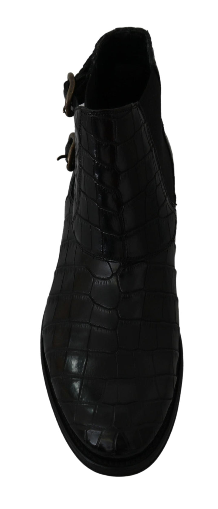 Dolce &amp; Gabbana Black Crocodile Leather Derby Boots Shoes