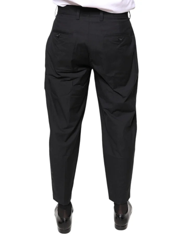 Dolce &amp; Gabbana Black Crown Cotton Dress Pants