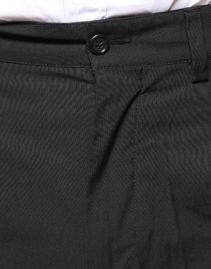 Dolce &amp; Gabbana Black Crown Cotton Dress Pants