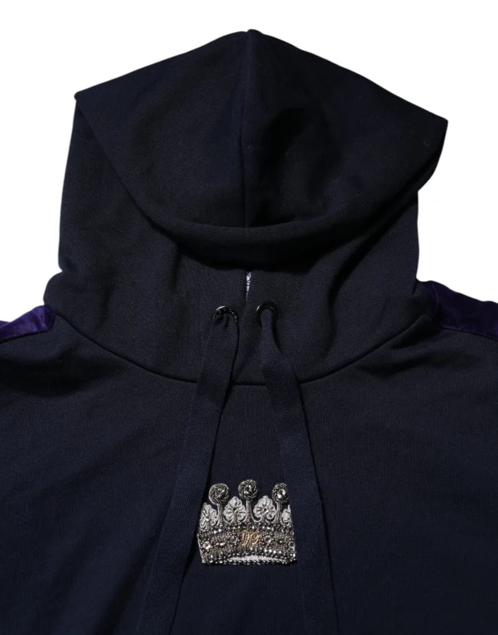Dolce &amp; Gabbana Black Crown Cotton Hooded Sweatshirt Sweater