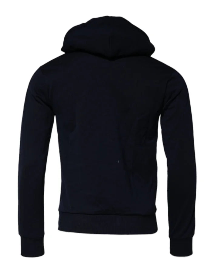 Dolce &amp; Gabbana Black Crown Cotton Hooded Sweatshirt Sweater