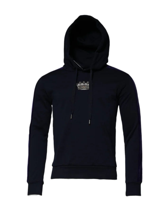 Dolce &amp; Gabbana Black Crown Cotton Hooded Sweatshirt Sweater