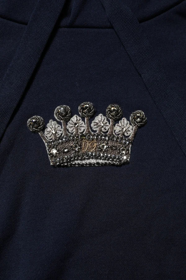 Dolce &amp; Gabbana Black Crown Cotton Hooded Sweatshirt Sweater