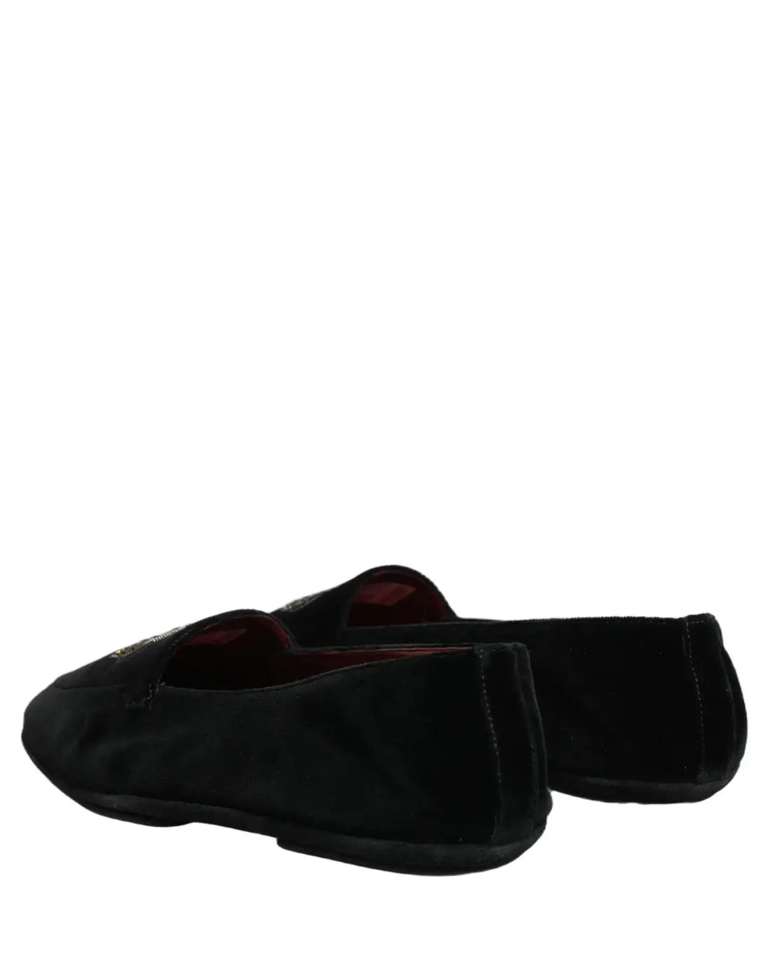 Dolce &amp; Gabbana Black Crown Embellished Dress Loafers Shoes