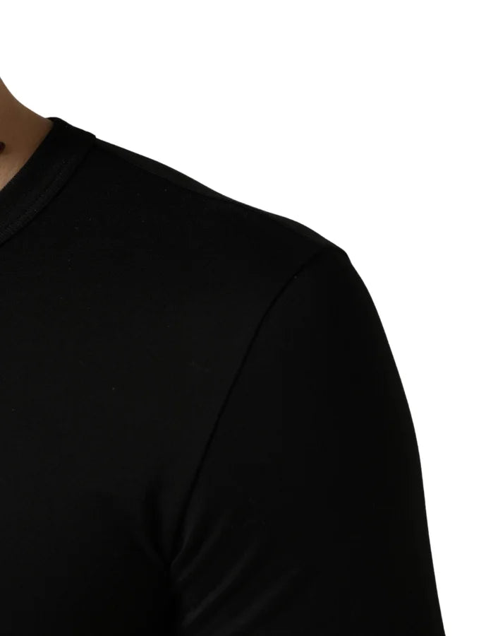 Dolce & Gabbana Black Crown Embroidery Men Crew Neck T-shirt