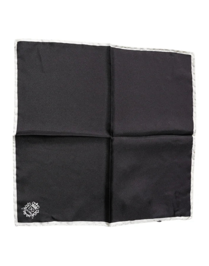 Dolce &amp; Gabbana Black Crown Logo Square Handkerchief Scarf