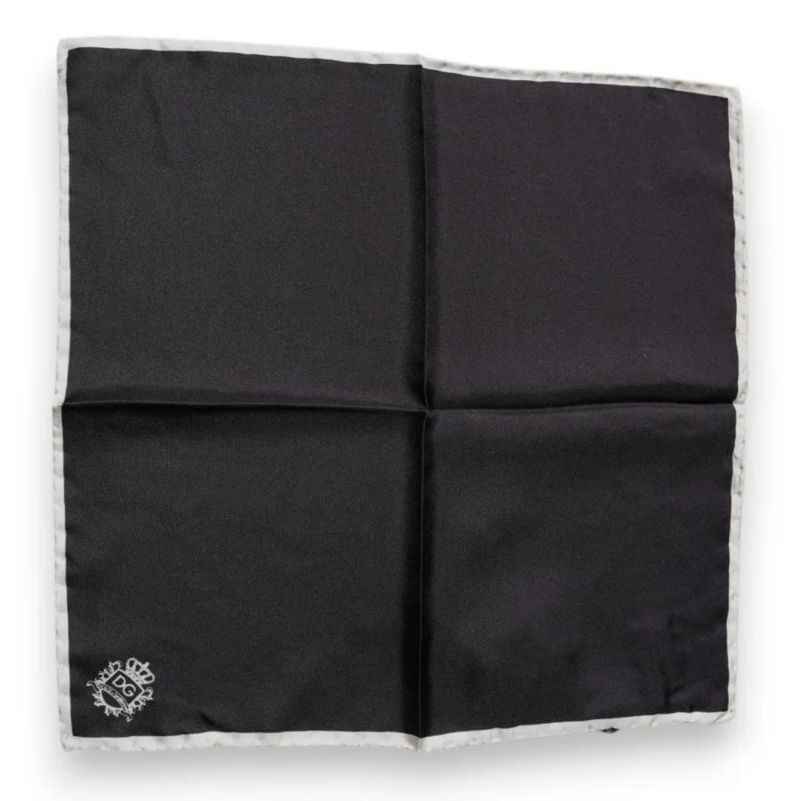 Dolce &amp; Gabbana Black Crown Logo Square Handkerchief Scarf