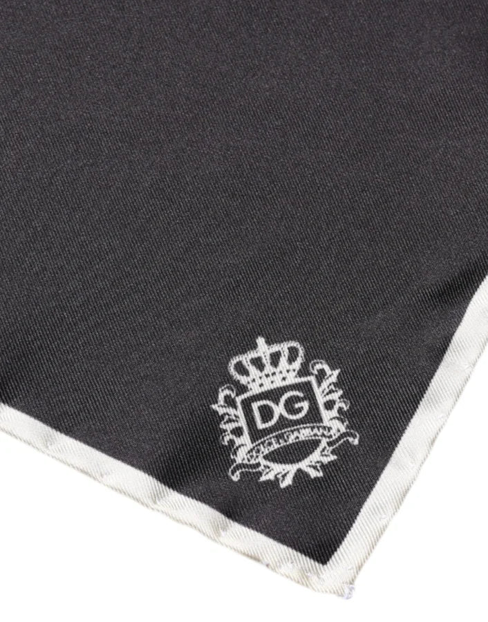 Dolce &amp; Gabbana Black Crown Logo Square Handkerchief Scarf