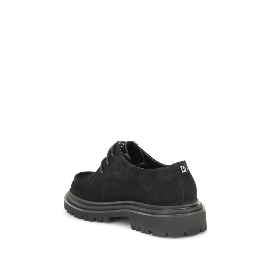 Dolce & Gabbana Black Crust Leather Oxfords And Derbies