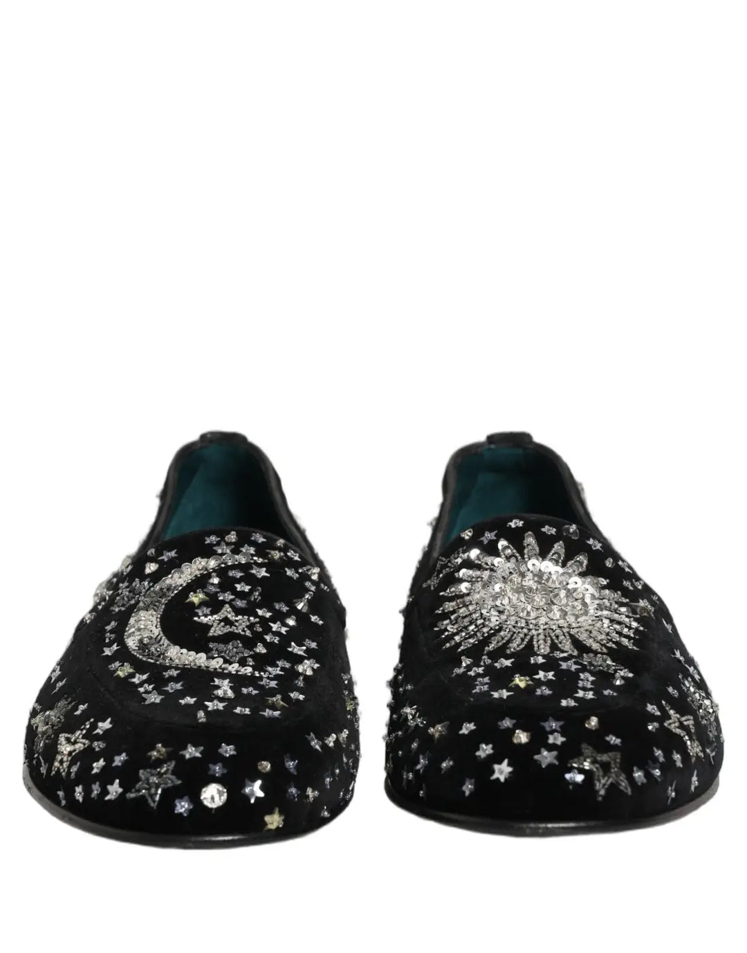 Dolce &amp; Gabbana Black Crystal Embellished Dress Loafers Shoes