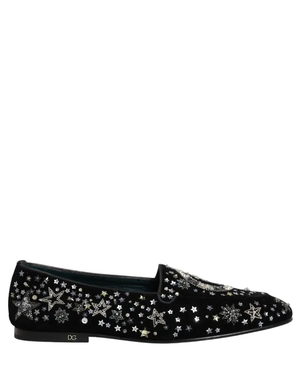 Dolce & Gabbana Black Crystal Embellished Dress Loafers Shoes