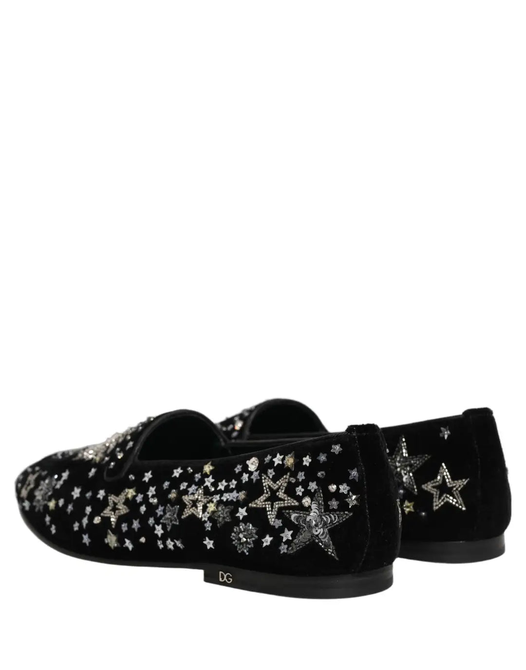 Dolce &amp; Gabbana Black Crystal Embellished Dress Loafers Shoes