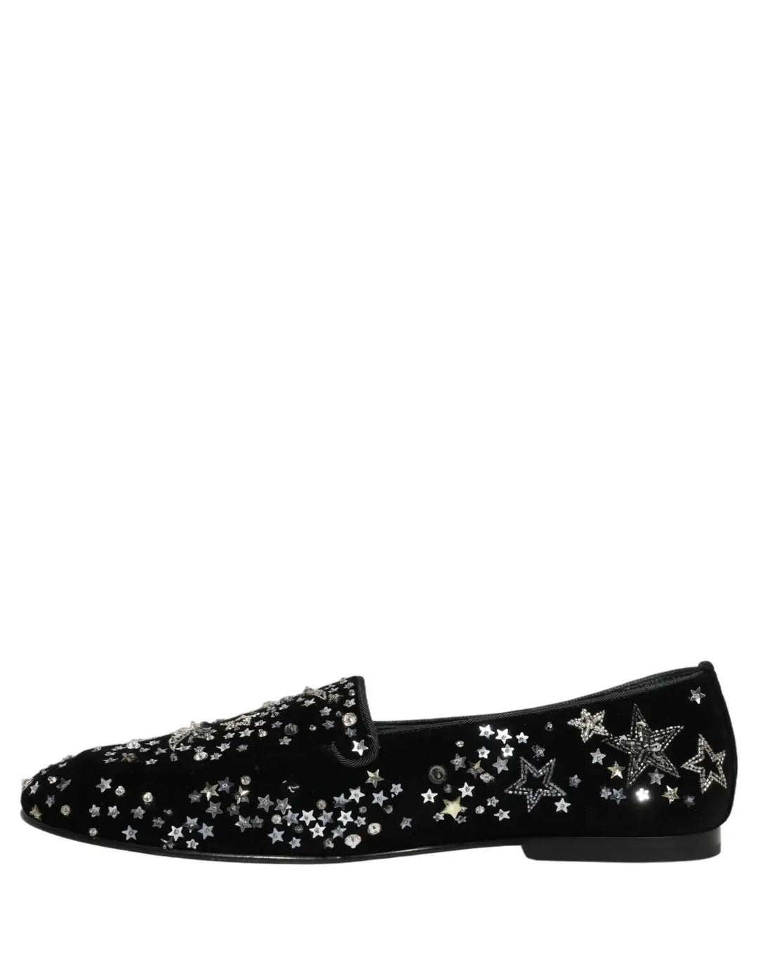 Dolce &amp; Gabbana Black Crystal Embellished Dress Loafers Shoes