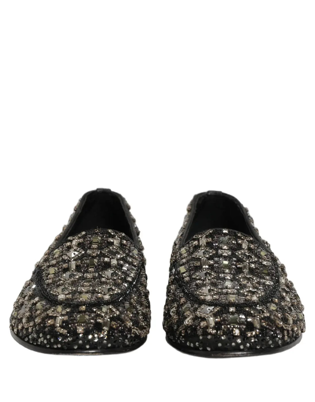 Dolce &amp; Gabbana Black Crystal Embellished Dress Loafers Shoes