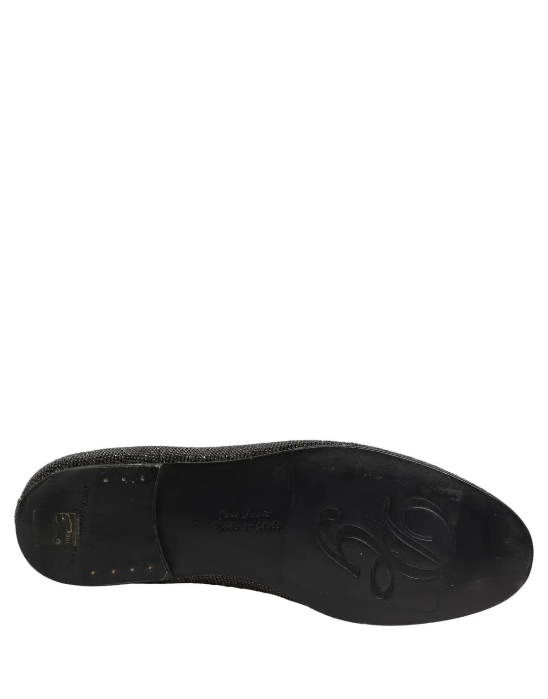 Dolce &amp; Gabbana Black Crystal Embellished Men Loafers Shoes