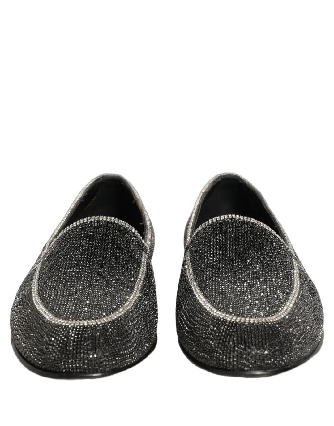 Dolce &amp; Gabbana Black Crystal Embellished Men Loafers Shoes