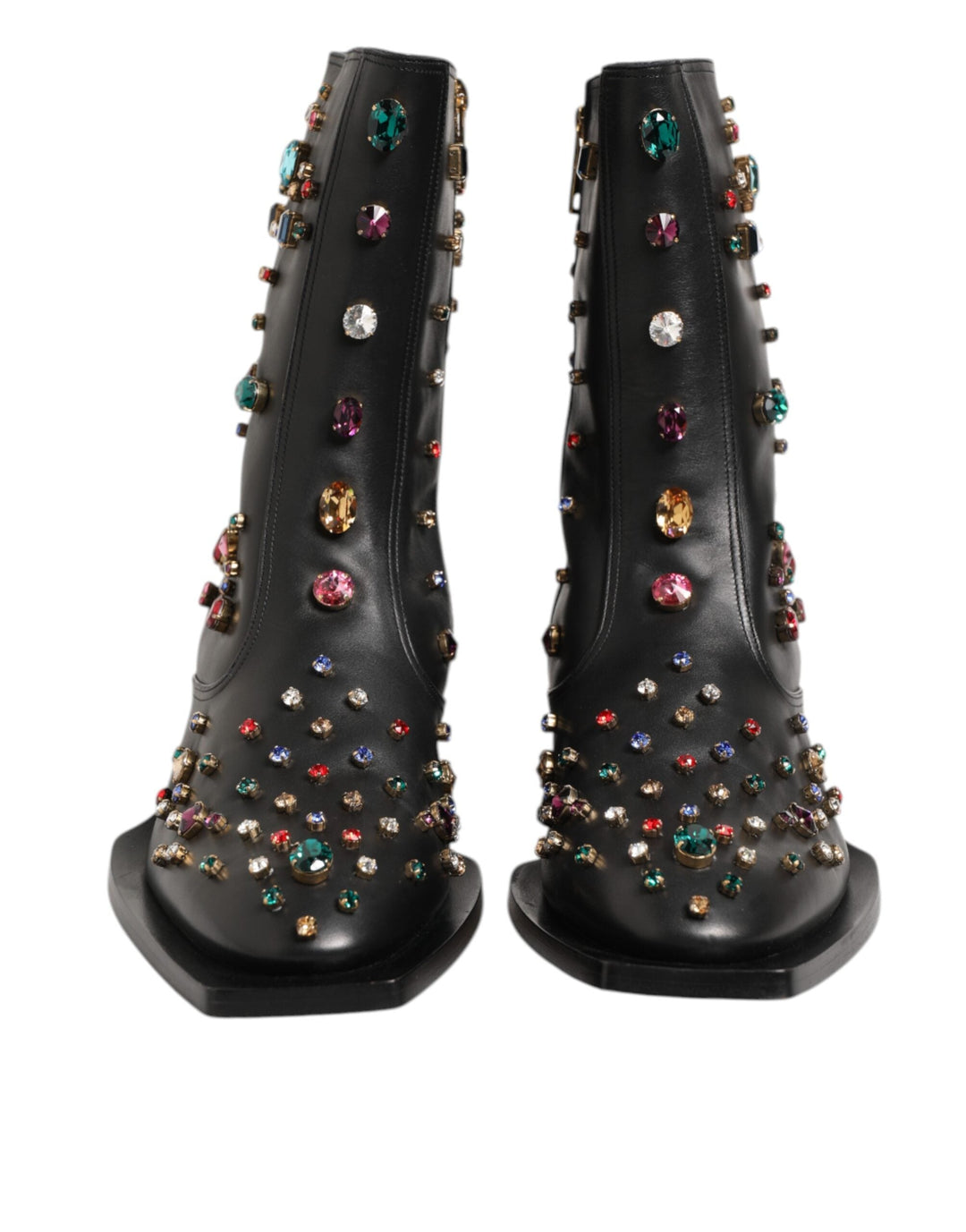 Dolce &amp; Gabbana Black Crystal Embellished Men Short Boots Shoes
