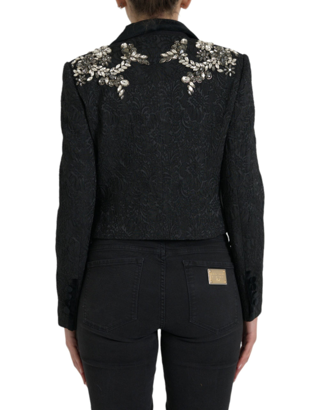 Dolce &amp; Gabbana Overcoats - Black Crystal Embellished Overcoat Jacket