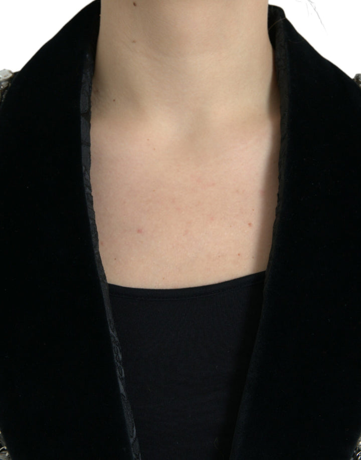 Dolce &amp; Gabbana Overcoats - Black Crystal Embellished Overcoat Jacket