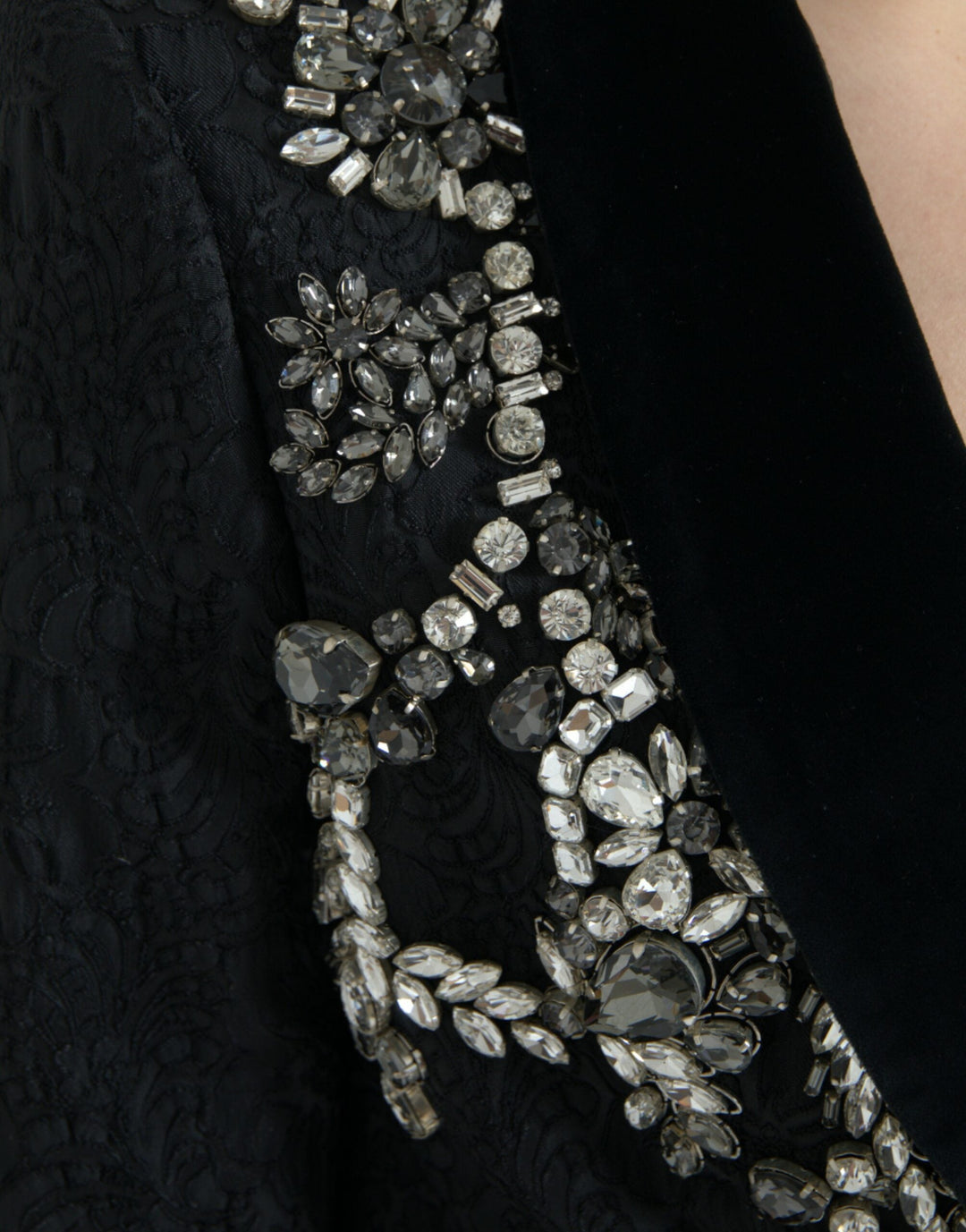 Dolce &amp; Gabbana Overcoats - Black Crystal Embellished Overcoat Jacket
