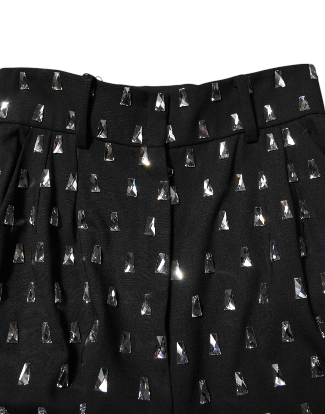 Dolce &amp; Gabbana Black Crystal Embellished Wide Leg Pants