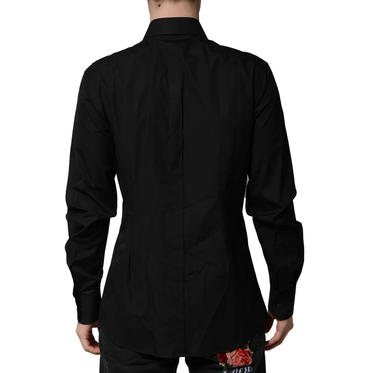 Dolce & Gabbana Black Crystal Gold Dress Shirt for Men
