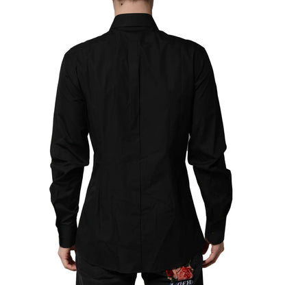 Dolce & Gabbana Black Crystal Gold Dress Shirt for Men