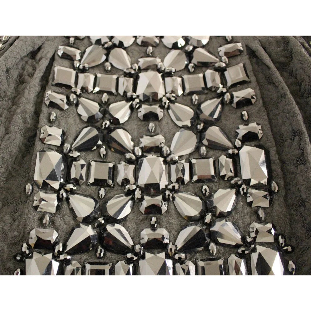 Dolce & Gabbana Black Crystal Handmade Above Knee Skirt