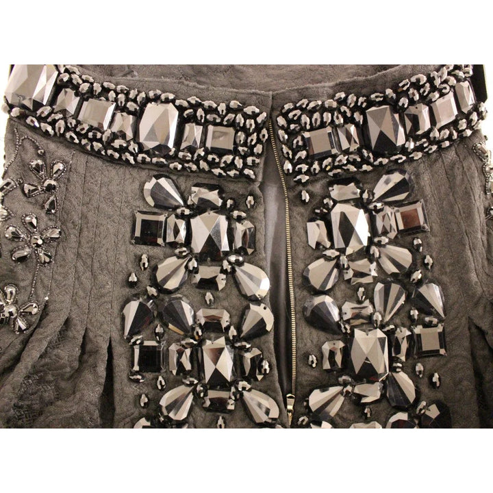 Dolce & Gabbana Black Crystal Handmade Above Knee Skirt