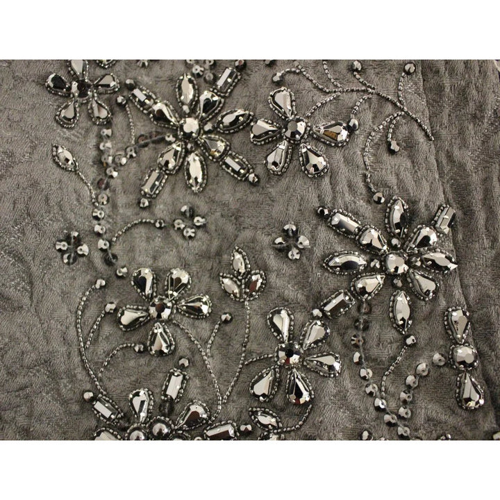 Dolce & Gabbana Black Crystal Handmade Above Knee Skirt