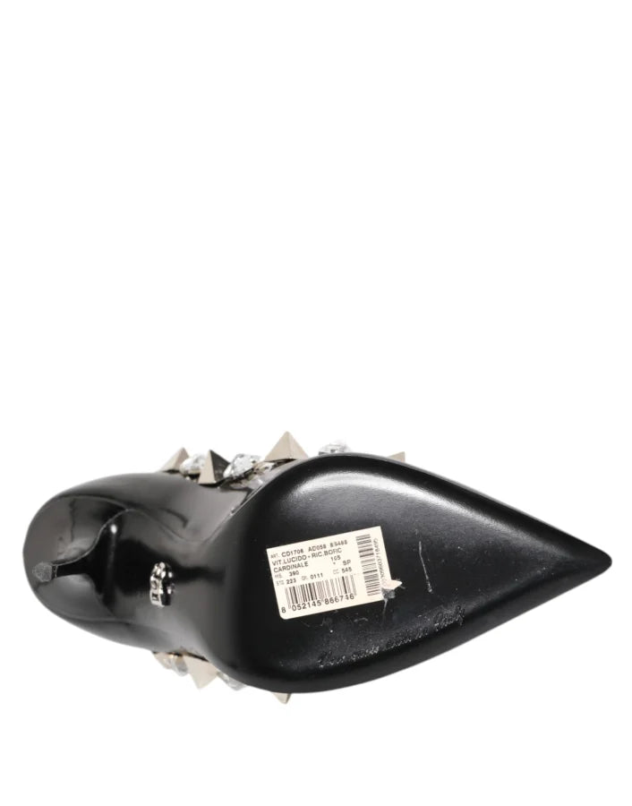 Dolce &amp; Gabbana Black Crystals Studs Stiletto Pumps Shoes
