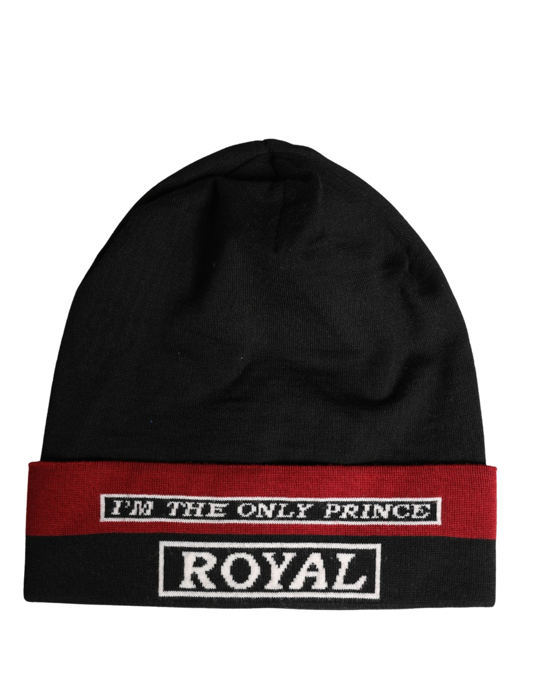 Dolce &amp; Gabbana Black Cuffed ?I’m the Only Prince Royal’ Beanie Hat